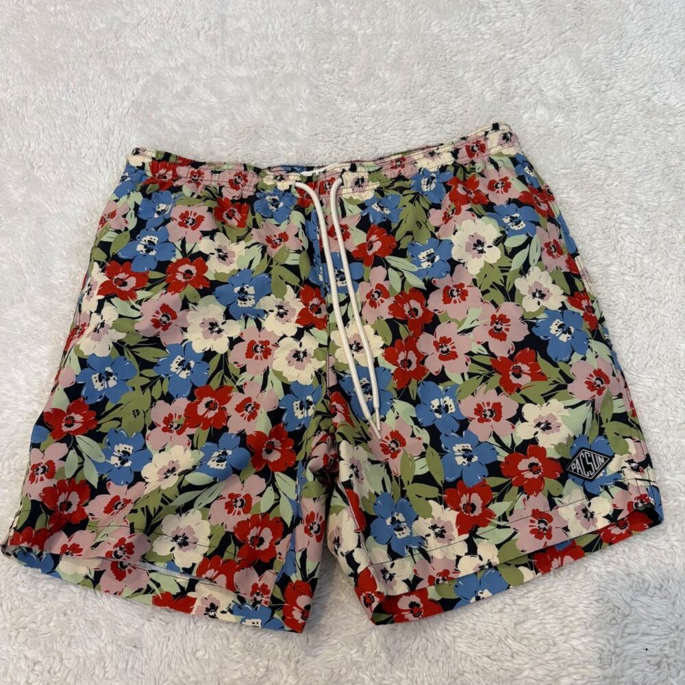 Pacsun Mens Floral Swim Trunks 7" M Preppy College Beach Resort Summer Vacation